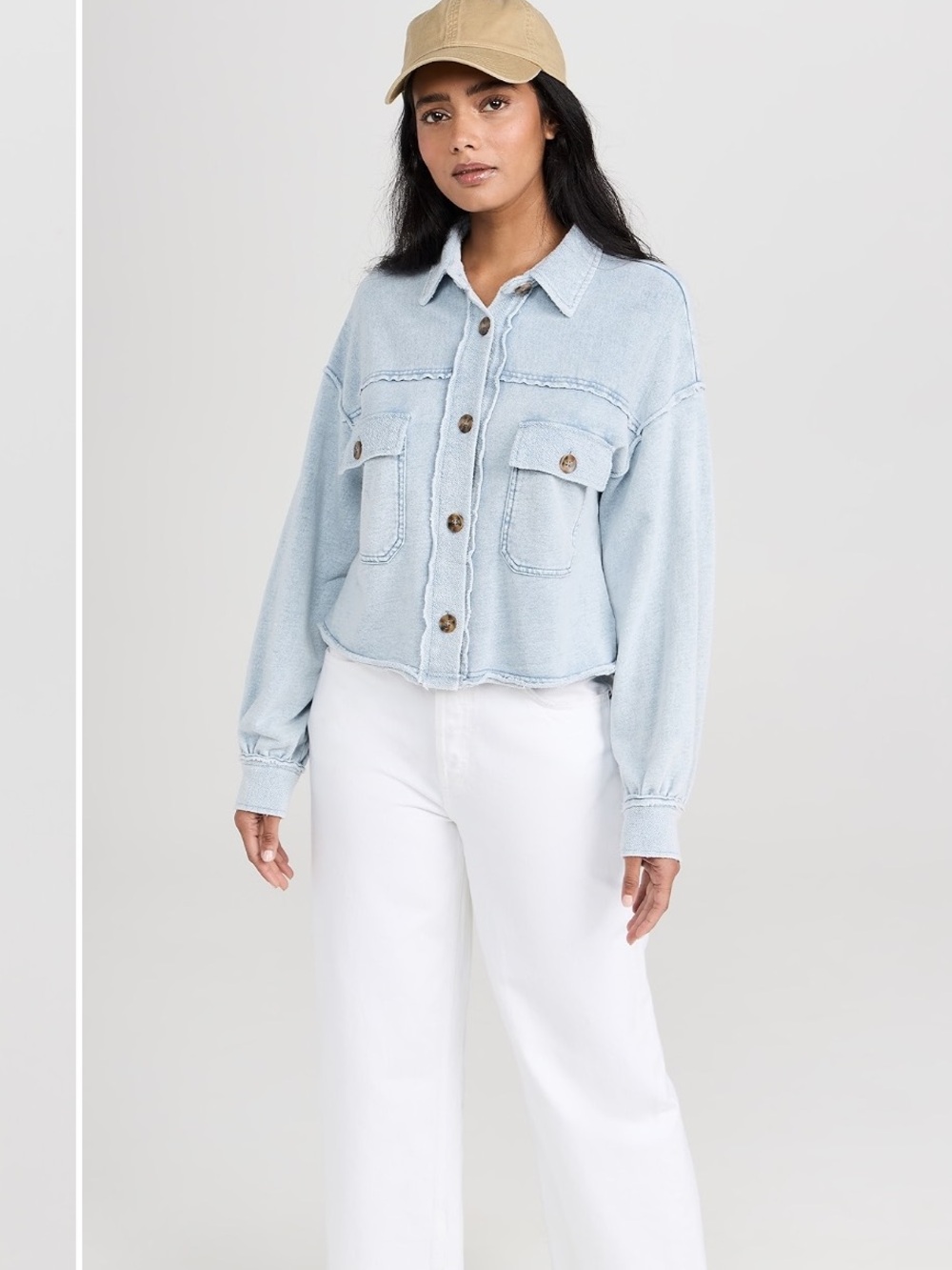 Z Supply Abbott Knit Denim Cotton Button Down Sweater Jacket M $119